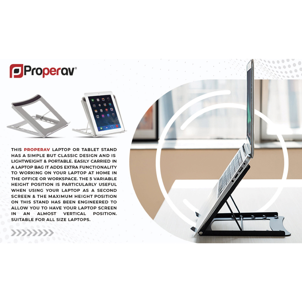 Properav Black Adjustable Laptop Stand Image 4