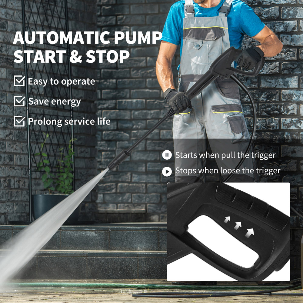 Outsunny 84H-374V70BU 2200W Power Washer with Adjustable Nozzle 170 Bar Image 6