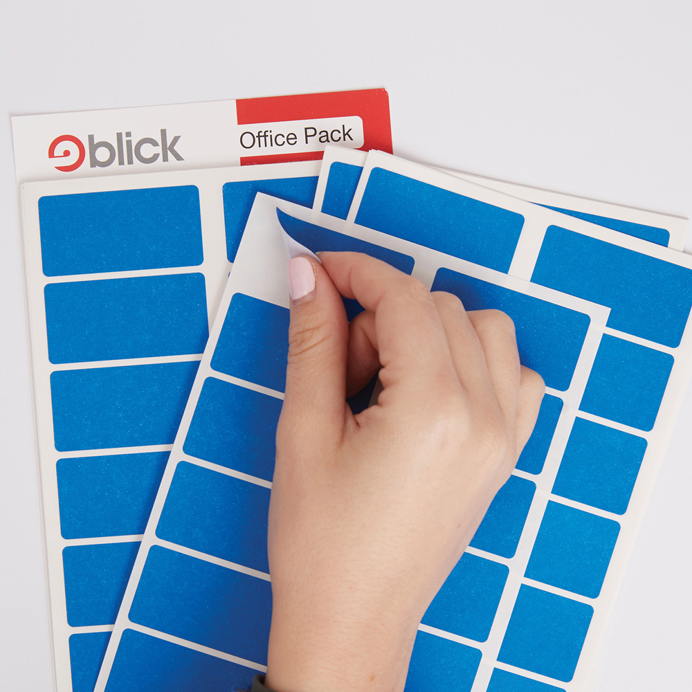Blick Blue Rectangular Self Adhesive Office Stickers 25 x 50mm 320 Pack Image 2