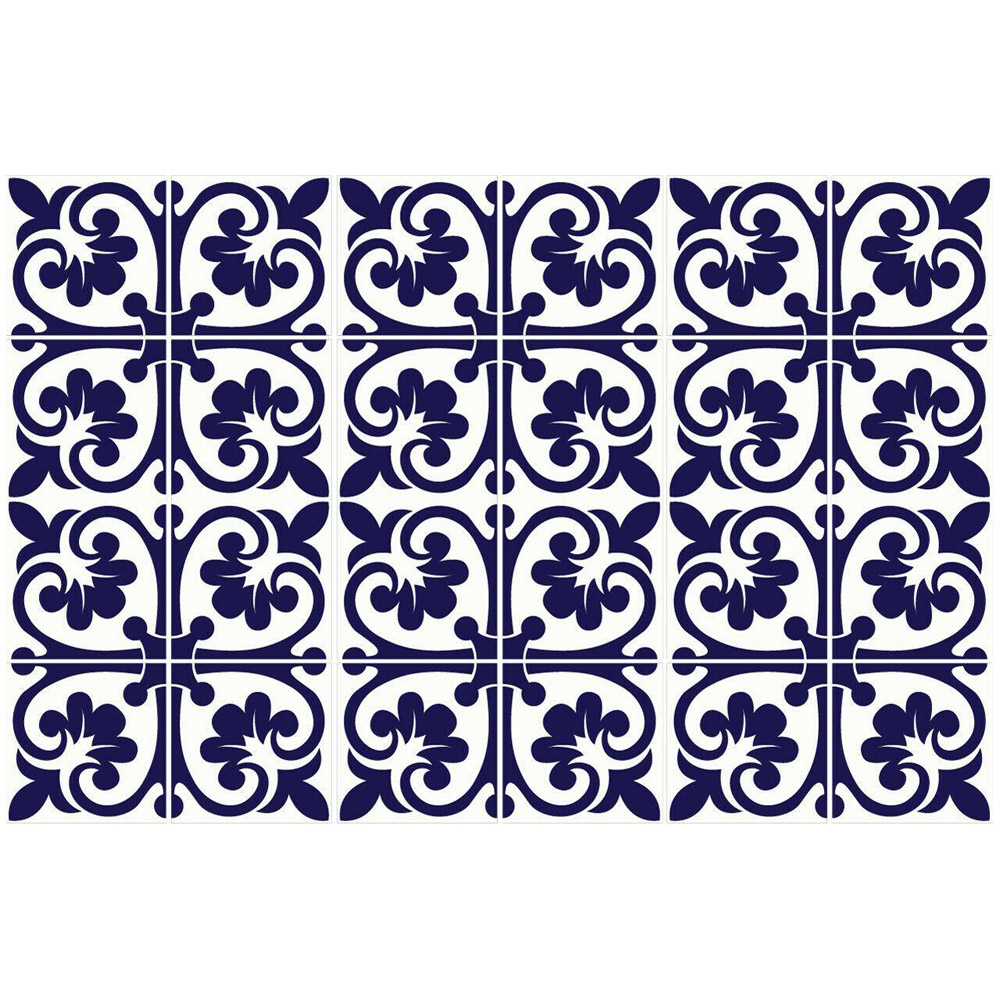 Walplus Betsy Monochromatic Dark Blue Victorian Tile Sticker 24 Pack Image 2