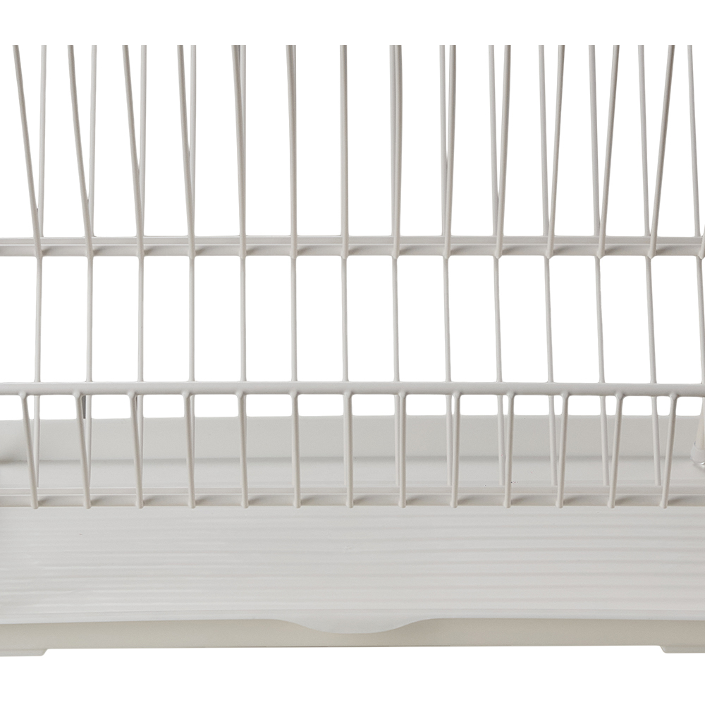 Living and Home 2 Tier White Foldable Dish Drying Rack with Drip Tray Image 3