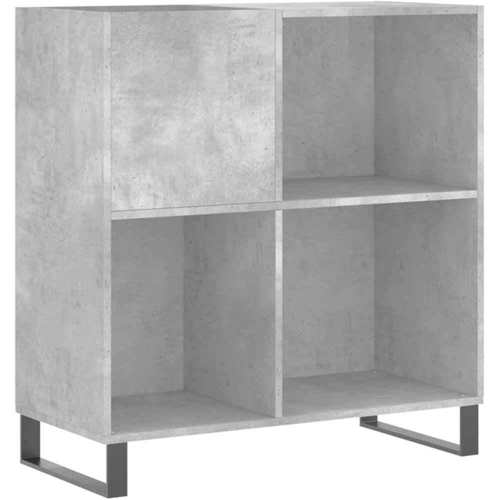 vidaXL 3 Shelf Concrete Grey Square Record Cabinet Image 2