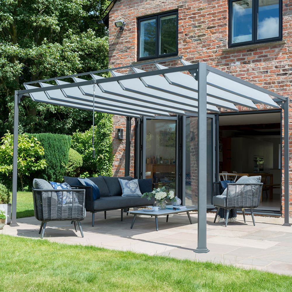Norfolk Collection Pandora 3 x 3.6m Multi-Directional Leaf Roof Gazebo with Handle Image 8