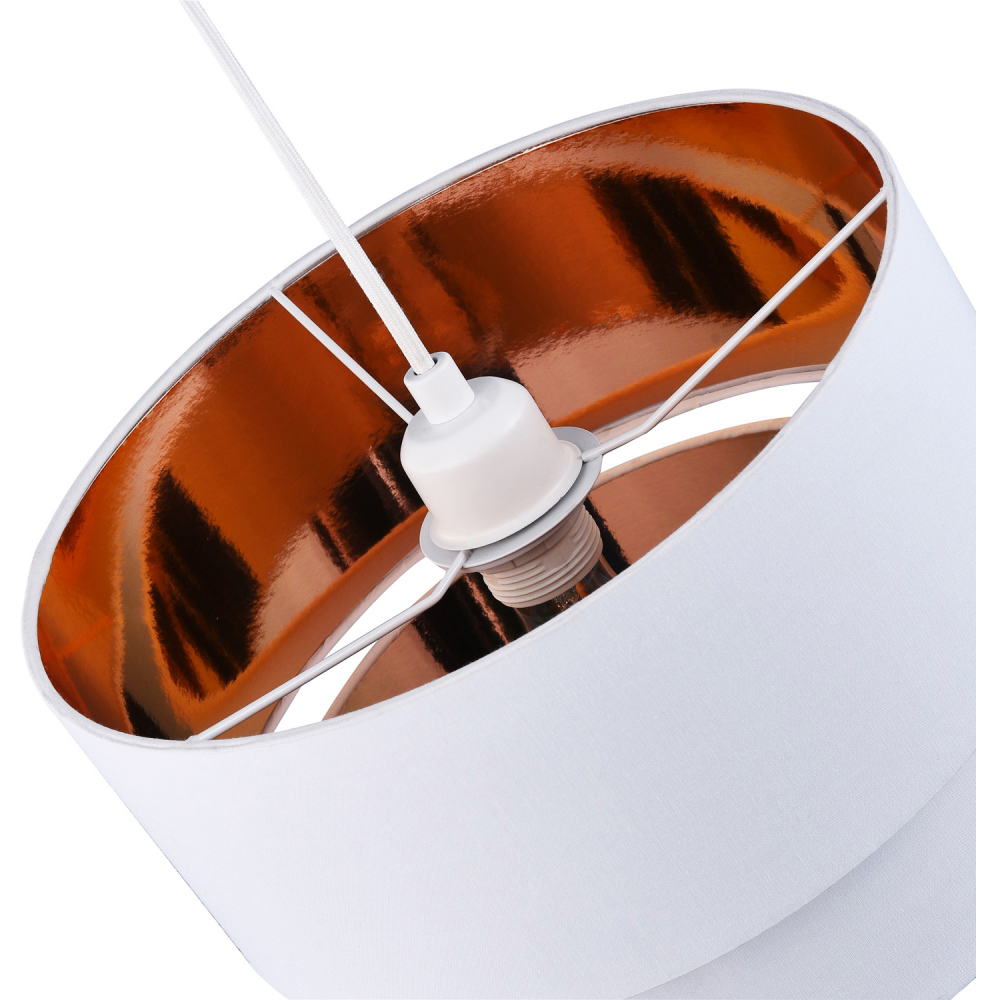 Happy Homewares Bright White Cotton Double Tier Shiny Copper Inner Pendant Shade Image 4