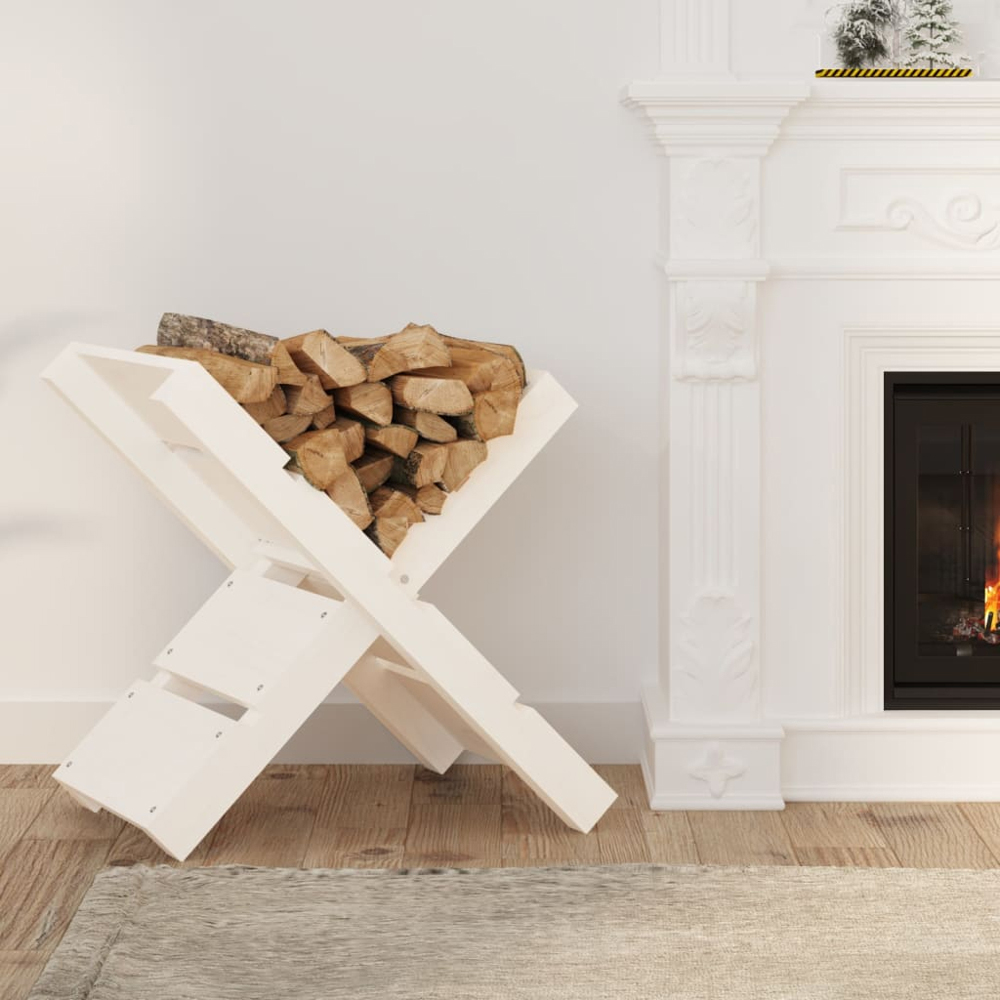 vidaXL White Pine Wood Firewood Log Holder 48 x 47 x 39.5cm Image 2