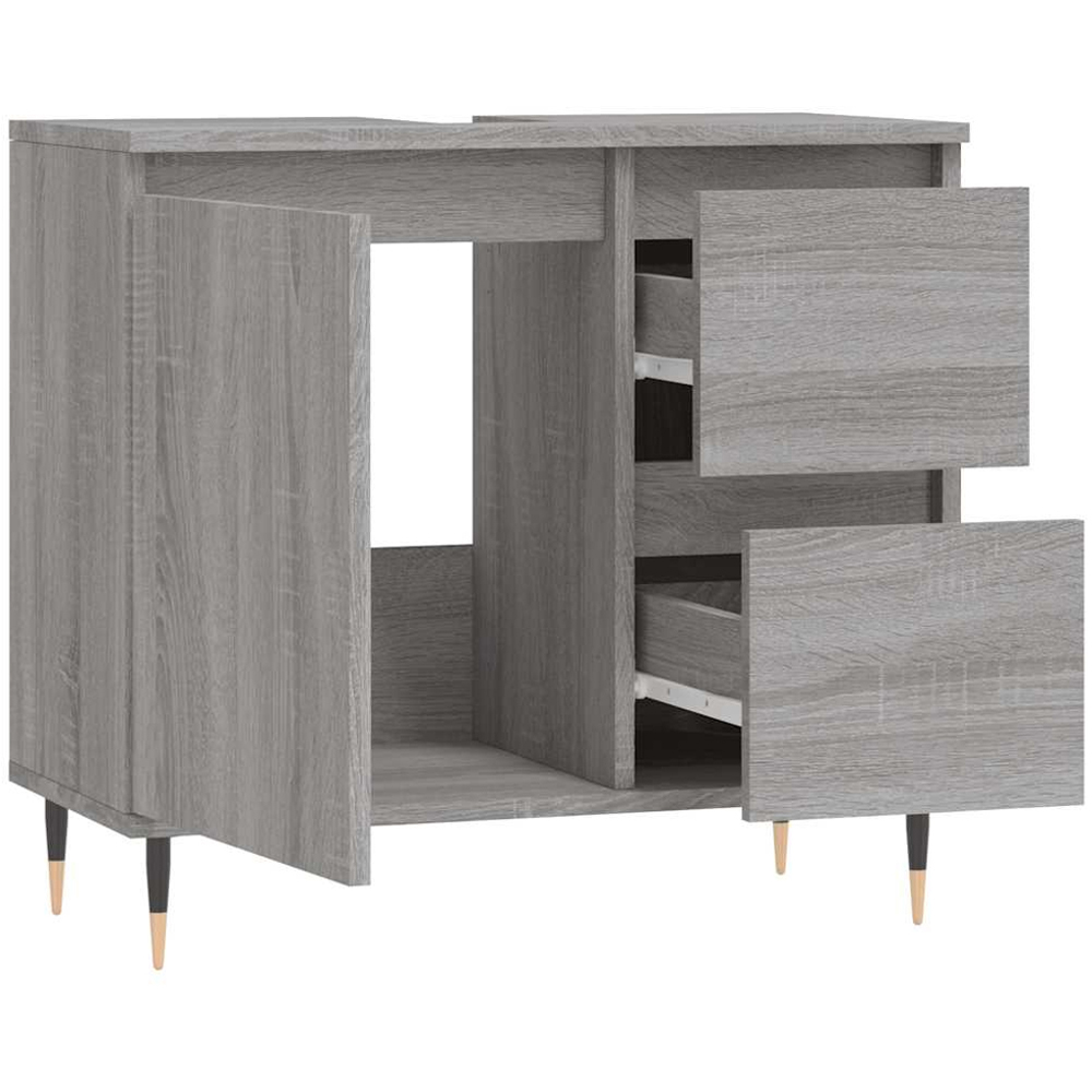 vidaXL Single Door 2 Drawer Grey Sonoma Oak Bathroom Cabinet Image 4
