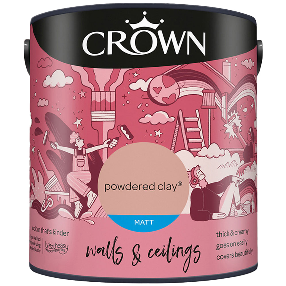 Crown Breatheasy Walls & Ceilings Powdered Clay Matt Emulsion Paint 2.5L Image 2