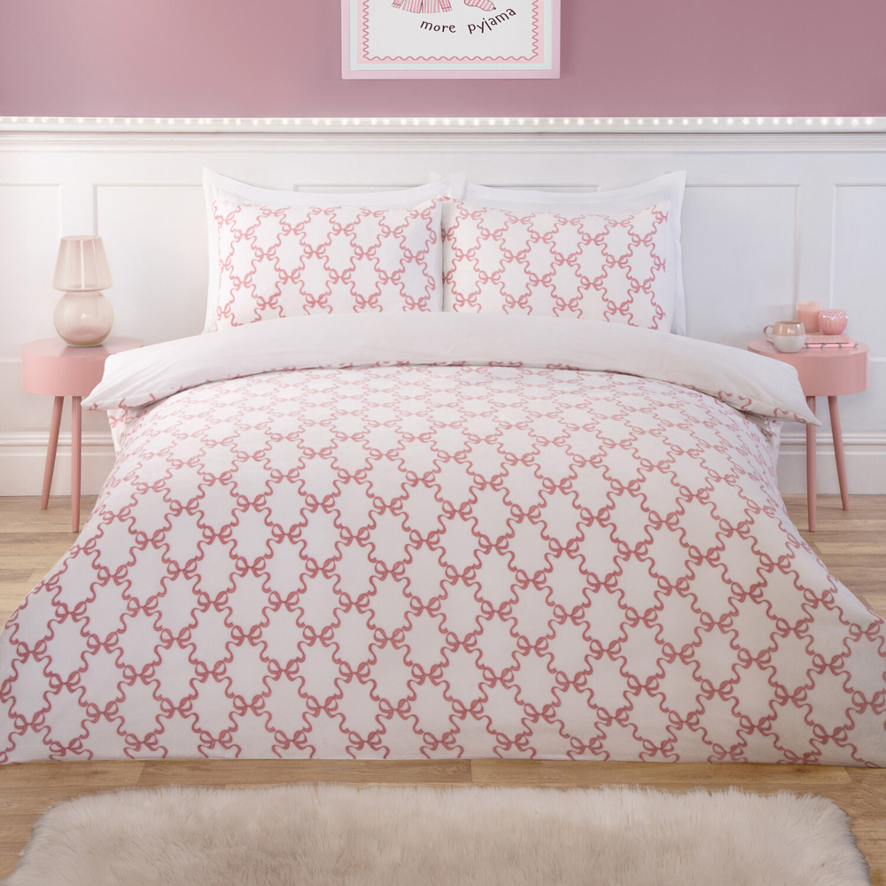 Bow Trellis Fleece Duvet Set Blush King Image 1