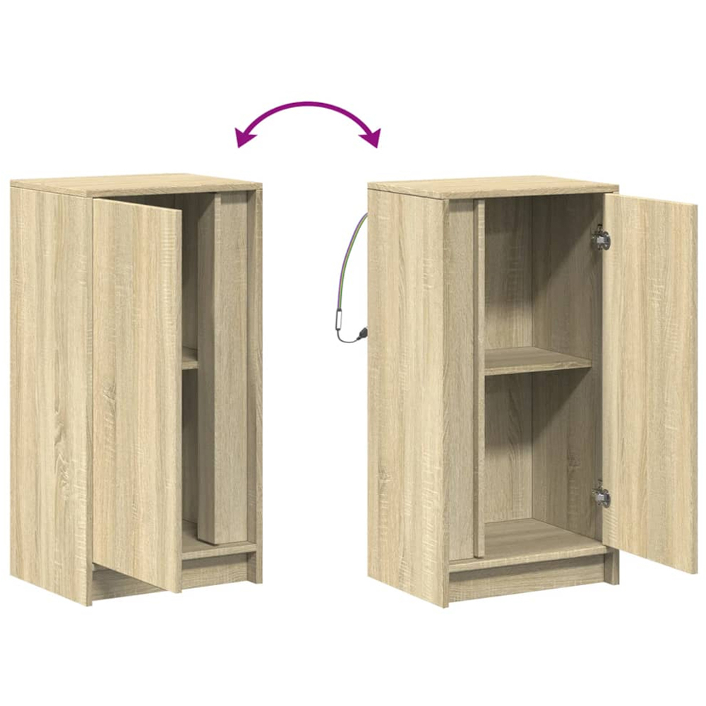 vidaXL Single Door Sonoma Oak Sideboard with RGB LED Lights Image 8