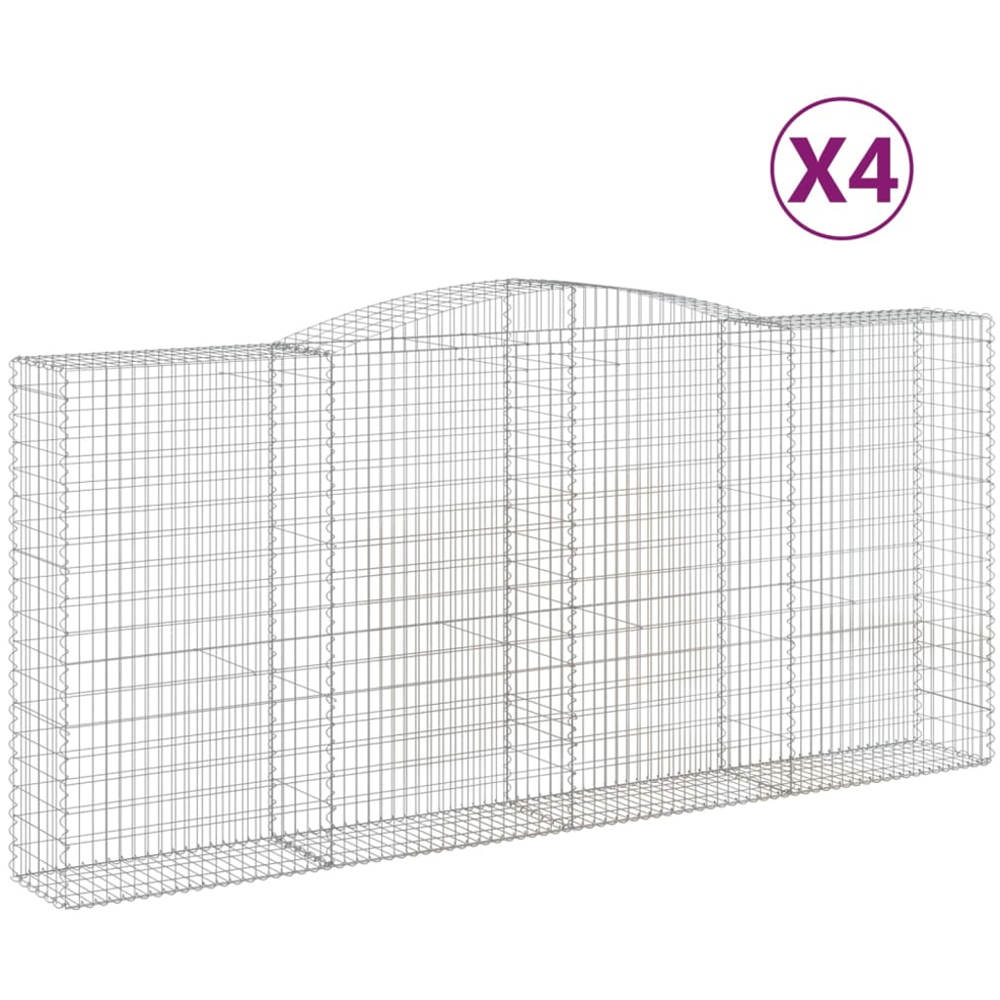 vidaXL Silver Galvanised Iron Arched Gabion Basket 400 x 50 x 180/200cm 4 Pack Image 4