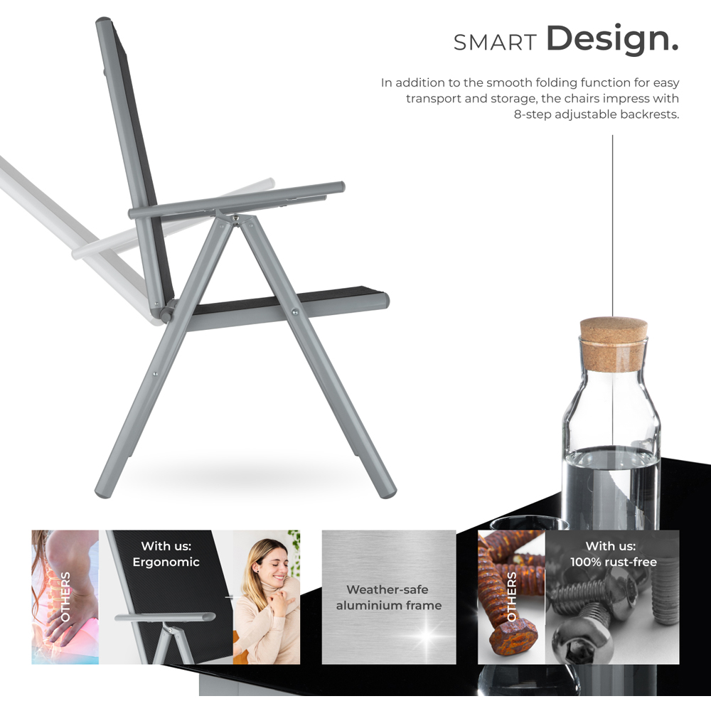 tectake 6 Seater Silver Garden Table and Chairs Set Image 3