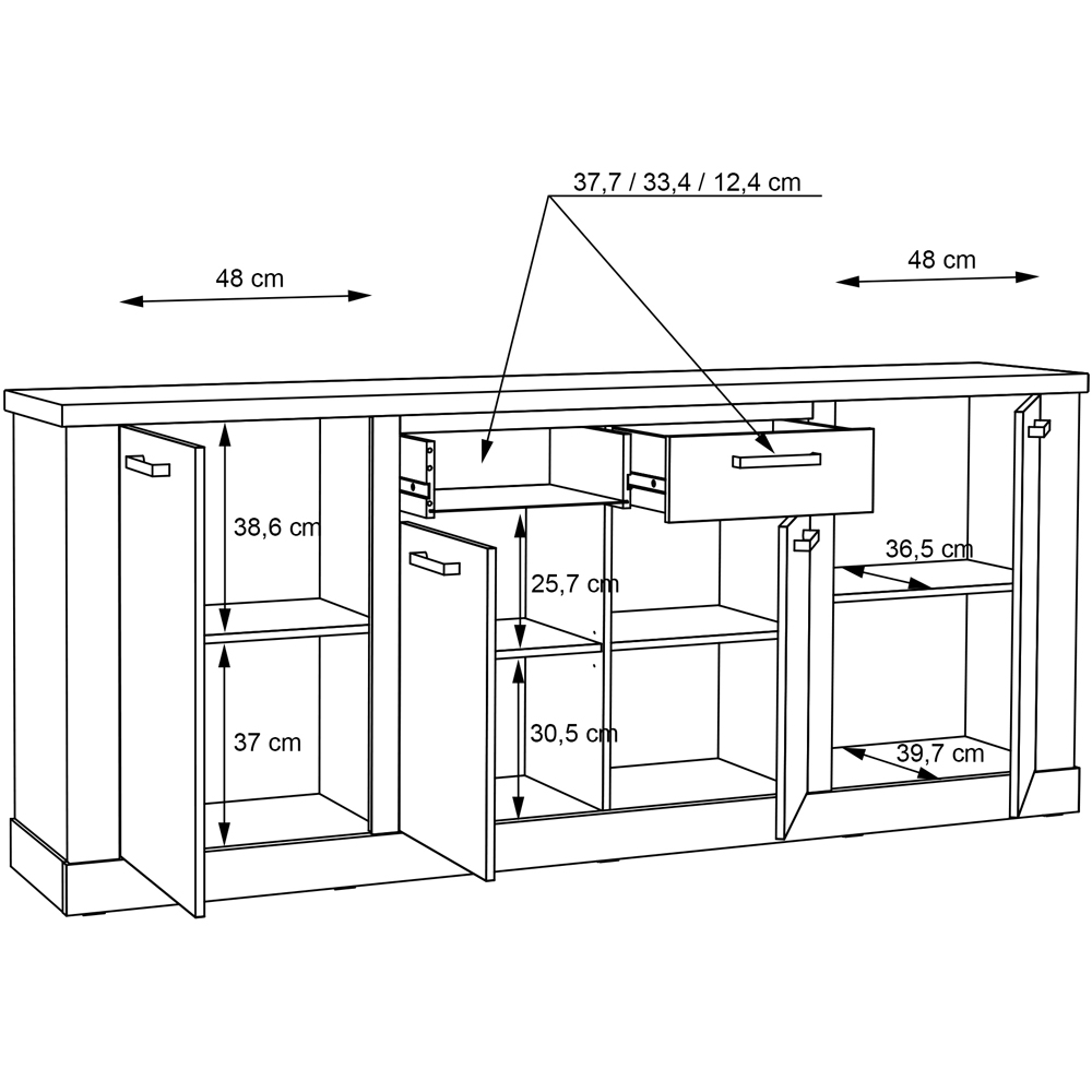 Florence Corona 4 Door 2 Drawer Artisan Oak Sideboard Image 9