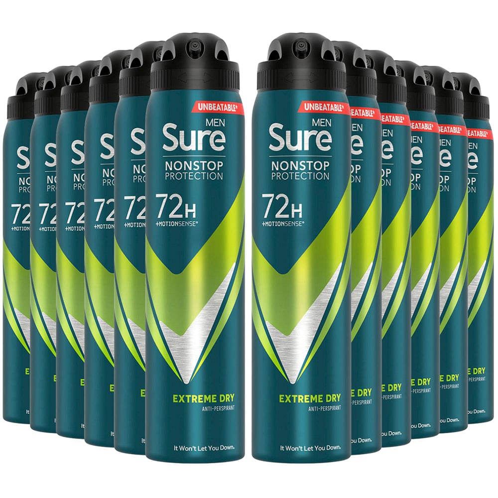 Sure Men 72H Non-Stop Protection Anti-Perspirant Extreme Dry Deodorant Spray 250ml 12 Pack Image 1