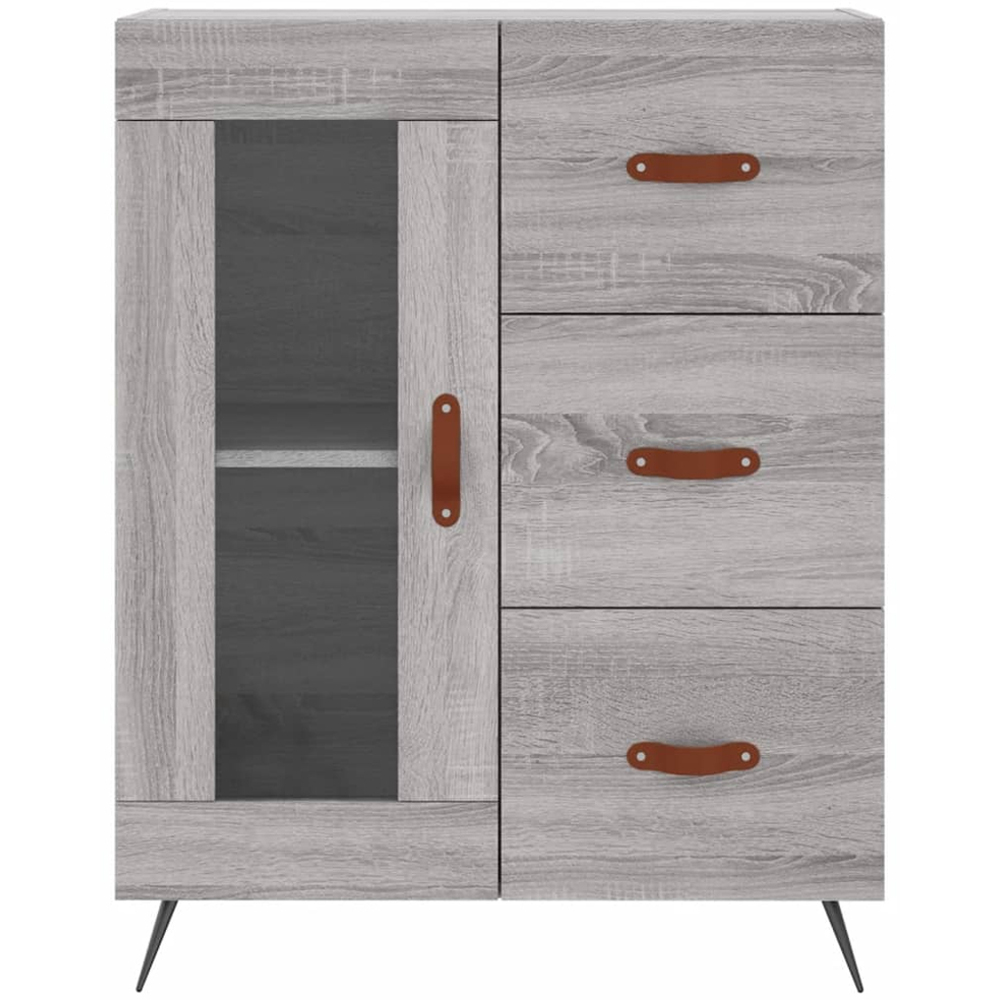 vidaXL 3 Glass Door 3 Drawer Grey Sonoma Highboard Image 8