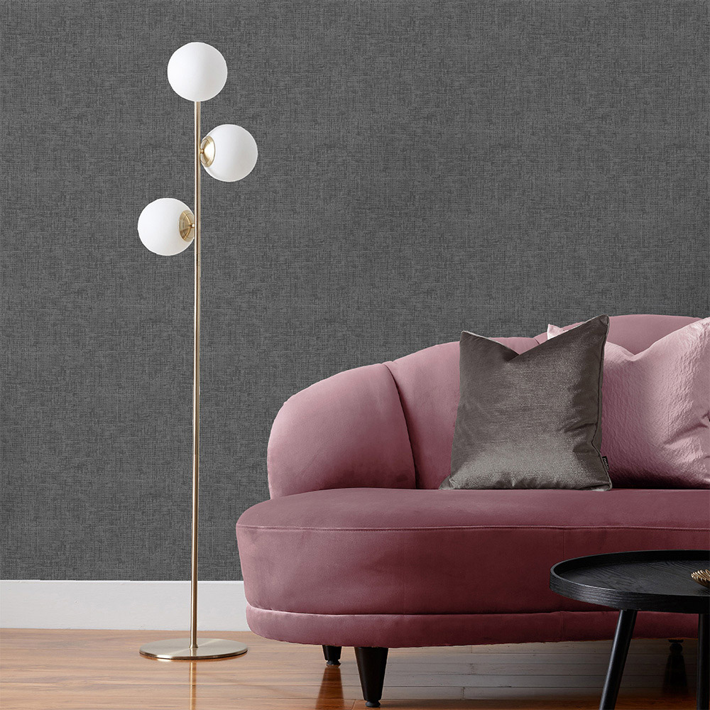 Paoletti Serafina Charcoal Textured Vinyl Wallpaper Image 3