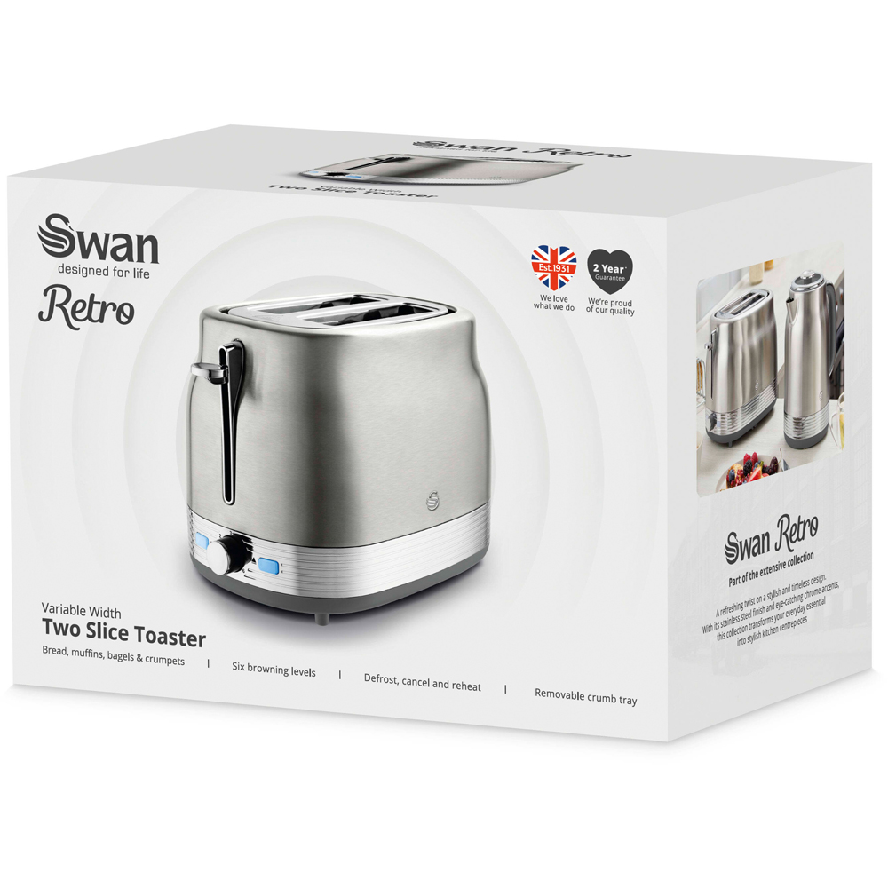 Swan Retro Revive Silver 2 Slice Toaster Image 2