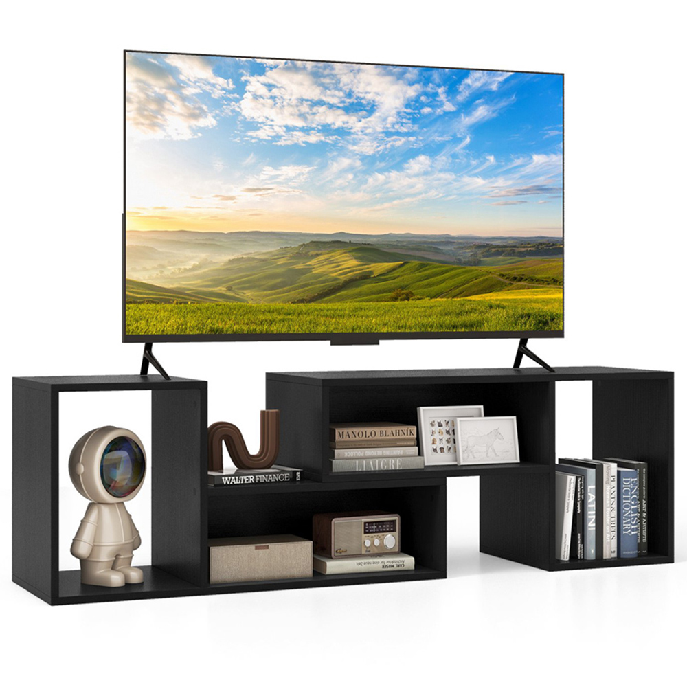 Costway 2 Piece Black Modern Multifunctional Console TV Unit Image 3