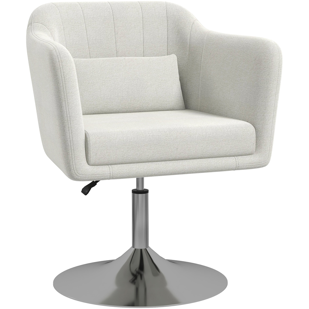 HOMCOM Cream White Linen Fabric Swivel Accent Chair Image 2