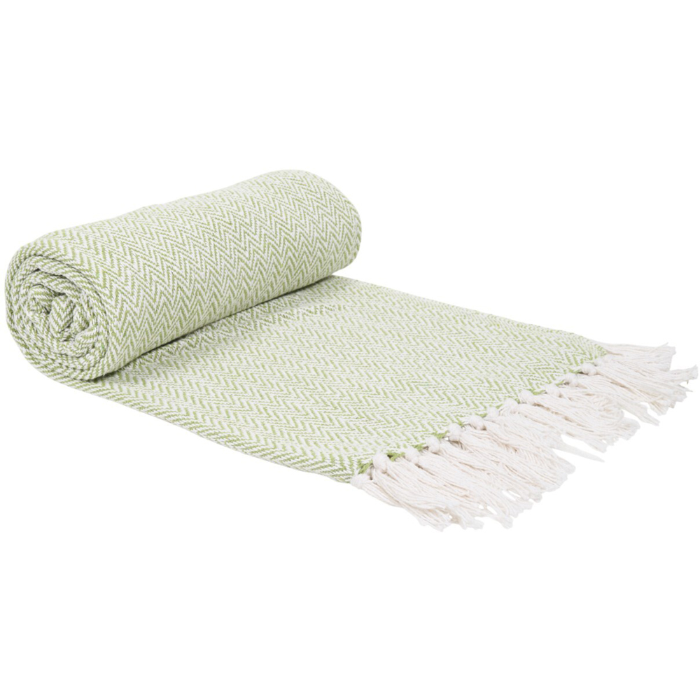 Chevron Woven Throw Green Image 3