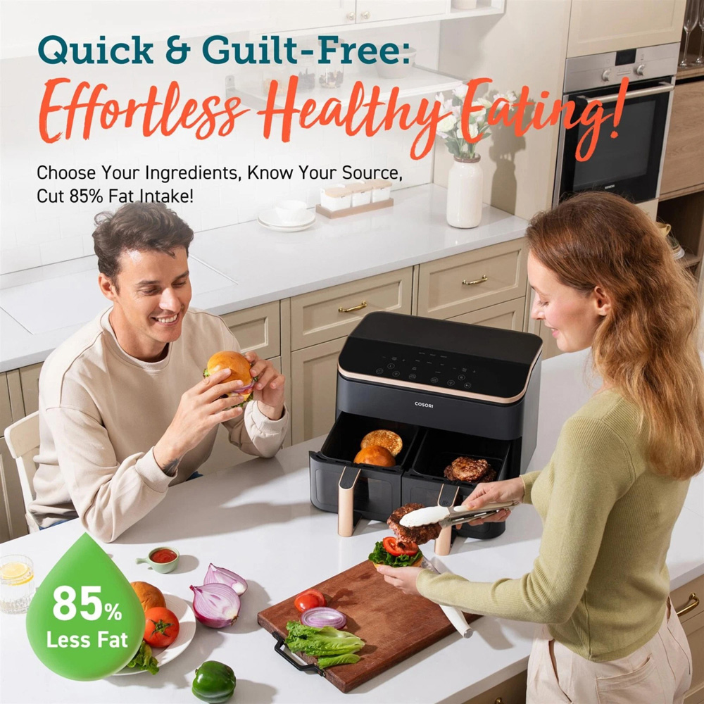 Cosori CAF-R903-AUK Golden Dual Basket 8.5L Air Fryer Image 6
