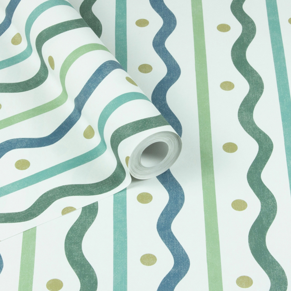 Arthouse Squiggle Stripe Blue Green Wallpaper Image 2