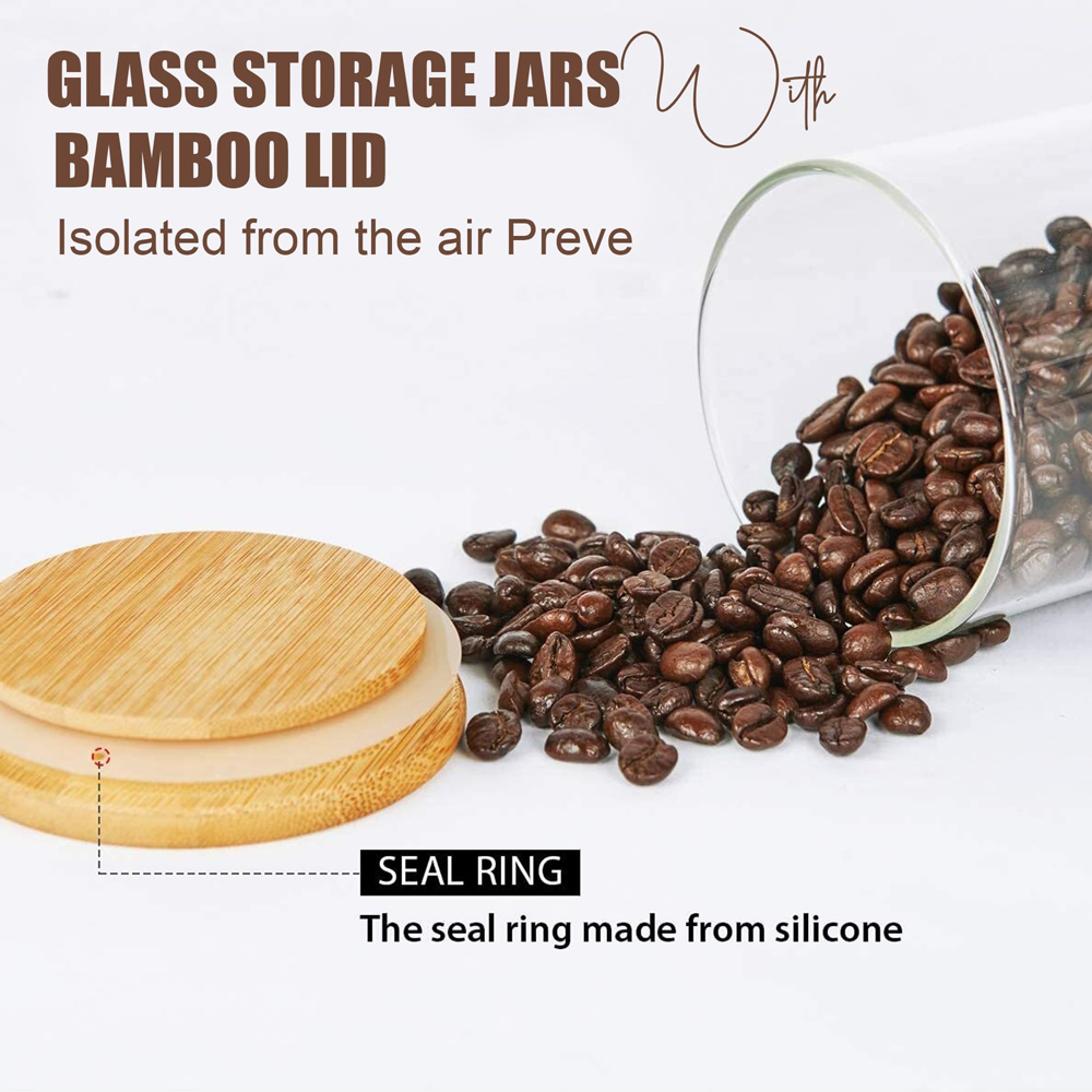 ATEK Clear Glass Food Storage Jars with Airtight Bamboo Lid 900ml 3 Pack Image 5