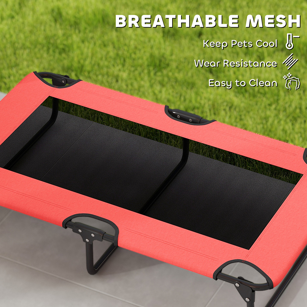 PawHut 107 x 61cm Red Large Dog Raised Bed Image 7