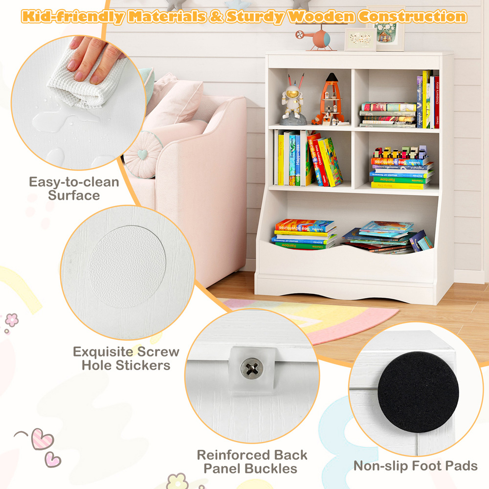 Costway 5 Shelf White Kids Storage Unit Image 7