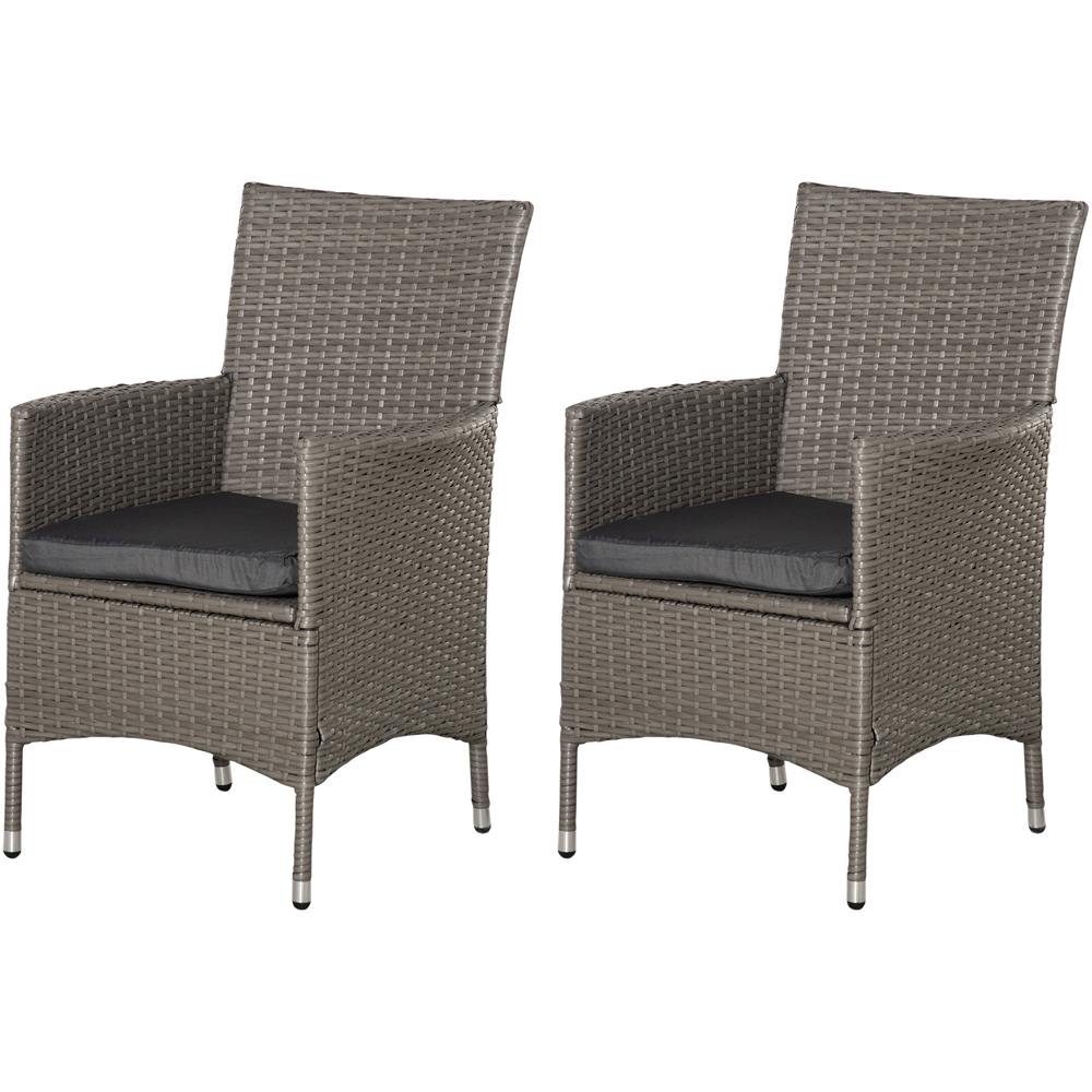 Outsunny Set of 2 Grey Rattan Dining Chair Image 2