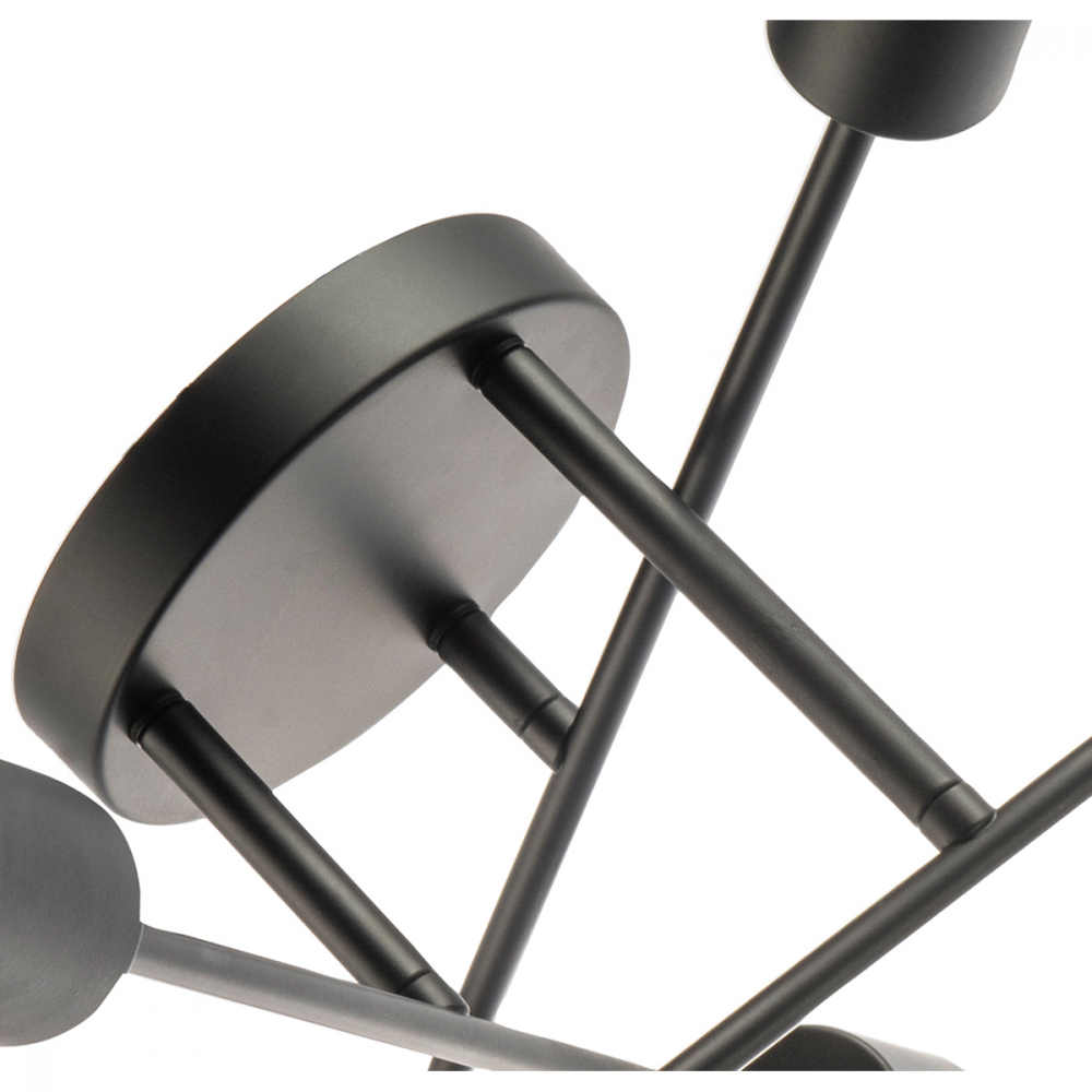 Happy Homewares Matt Black Ceiling Light with Straight Metal Arms Image 4