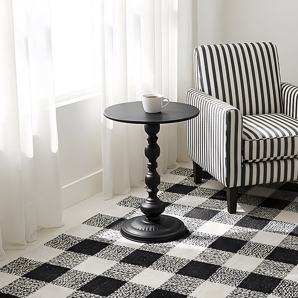 Living and Home Black Vintage Round Side Table Image 8