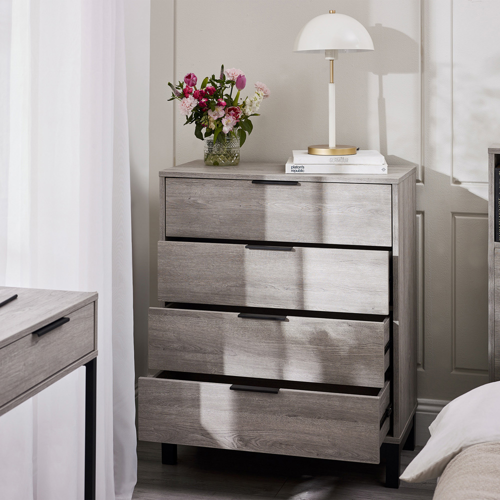 Julian Bowen Bali 4 Drawer Grey Oak Chest of Drawers Image 9