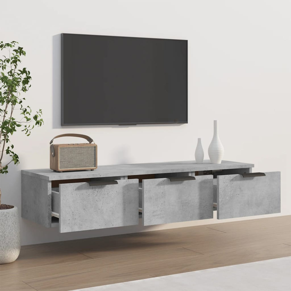 vidaXL 3 Drawer Concrete Grey Wall Mounted Cabinet Image 1