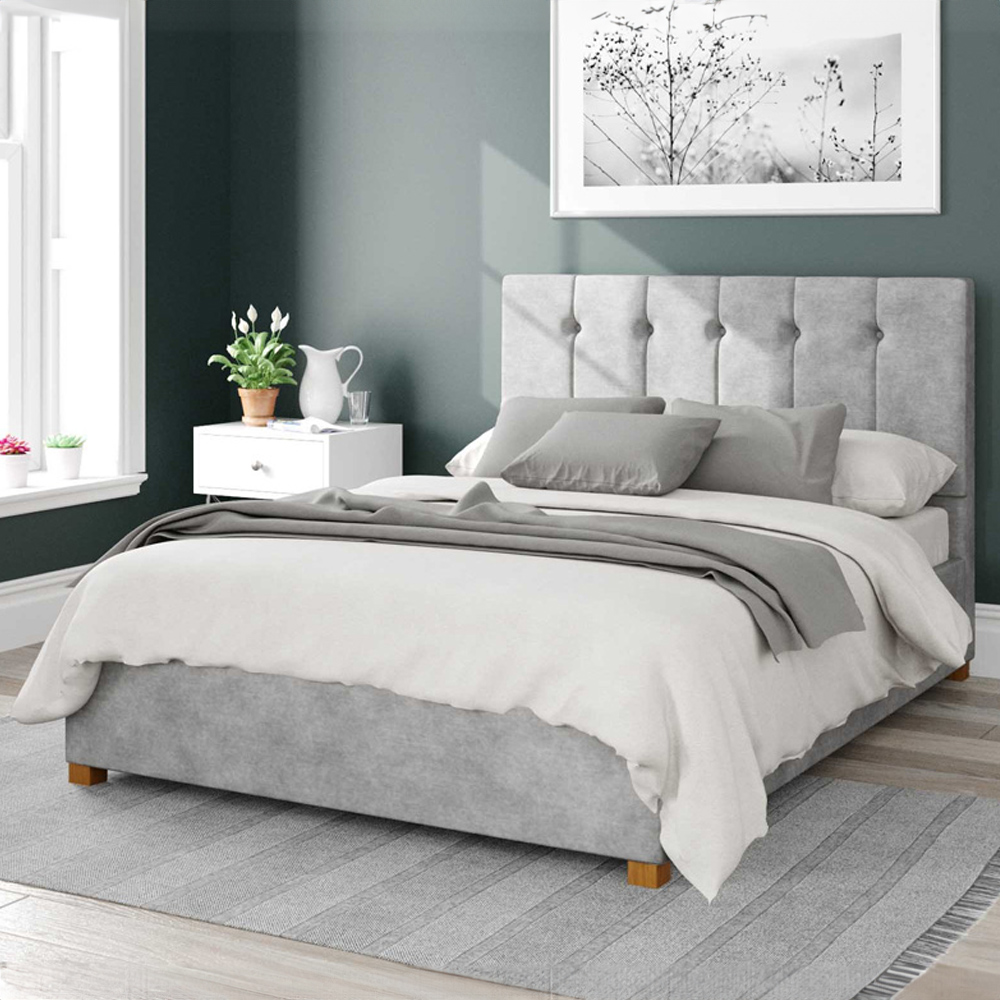 Aspire Hepburn Single Silver Kimiyo Linen Ottoman Bed Image 1