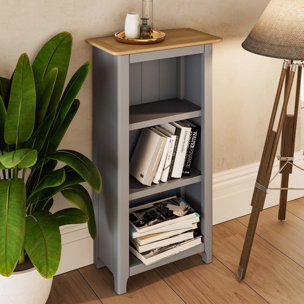 FWStyle Taberno 3 Shelf Dove Grey and Oak Bookcase Image 5