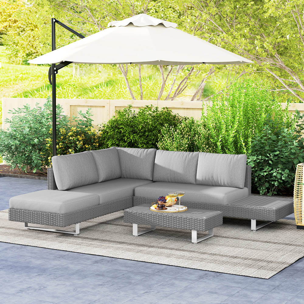 Outsunny 5 Seater Light Grey Cushion Rattan Wicker Sofa Set Image 1