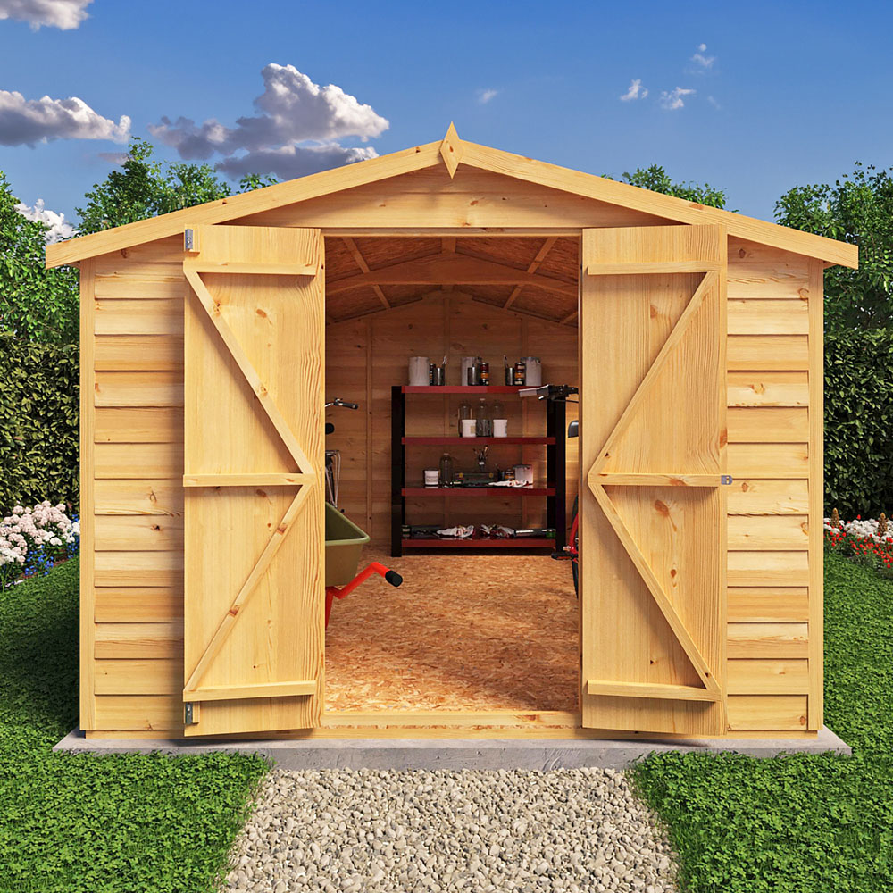Shire 12 x 8ft Double Door Dip Treated Overlap Apex Shed Image 5