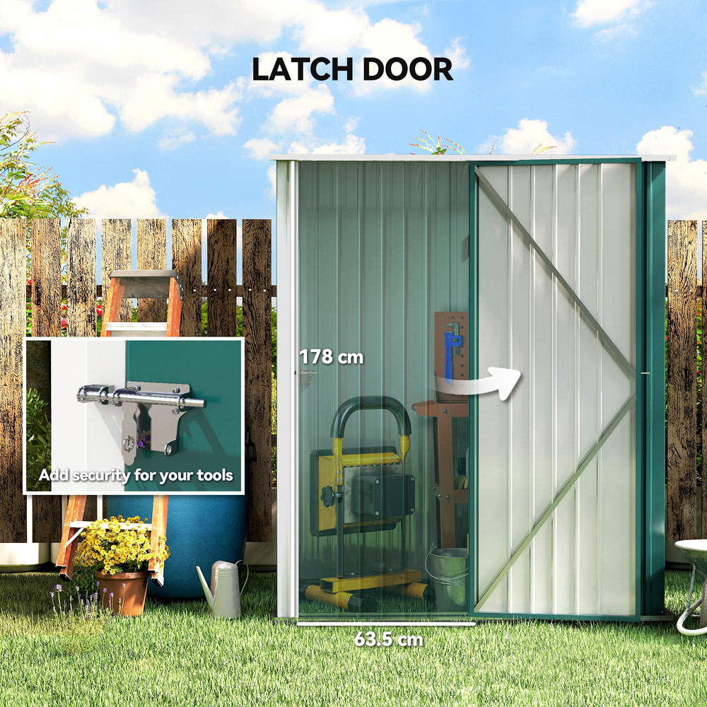 Outsunny 5.3 x 3.1ft Green Metal Pent Garden Shed Image 6