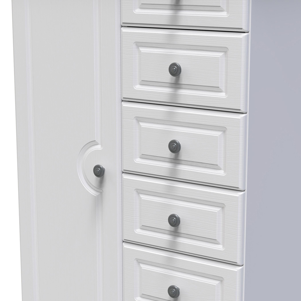 Crowndale Pembroke Single Door 6 Drawer Matt White Kids Wardrobe Ready Assembled Image 6
