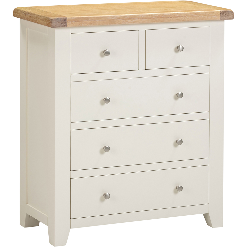 Seconique Windsor 5 Drawer Ivory and Oak Storage Chest Image 2