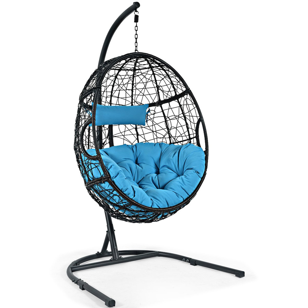 Costway Turquoise UV Resistant Egg Swing Chair with Stand Image 2