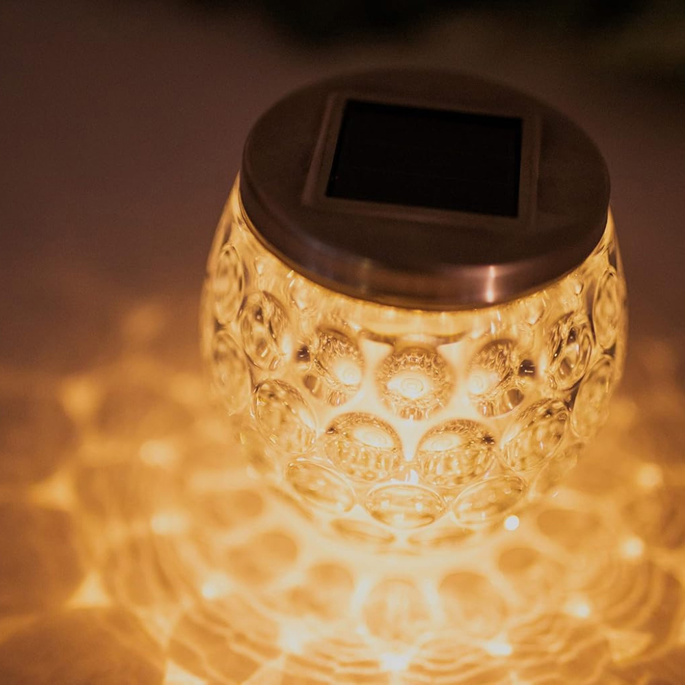 Garden Mile Dimple Glass Jar Solar LED Light Image 5