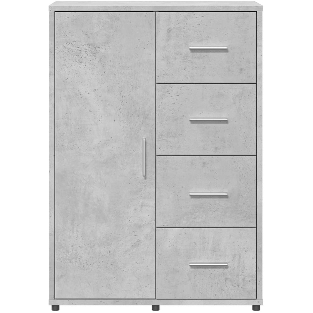 vidaXL Single Door 4 Drawer Concrete Grey Sideboard Image 4