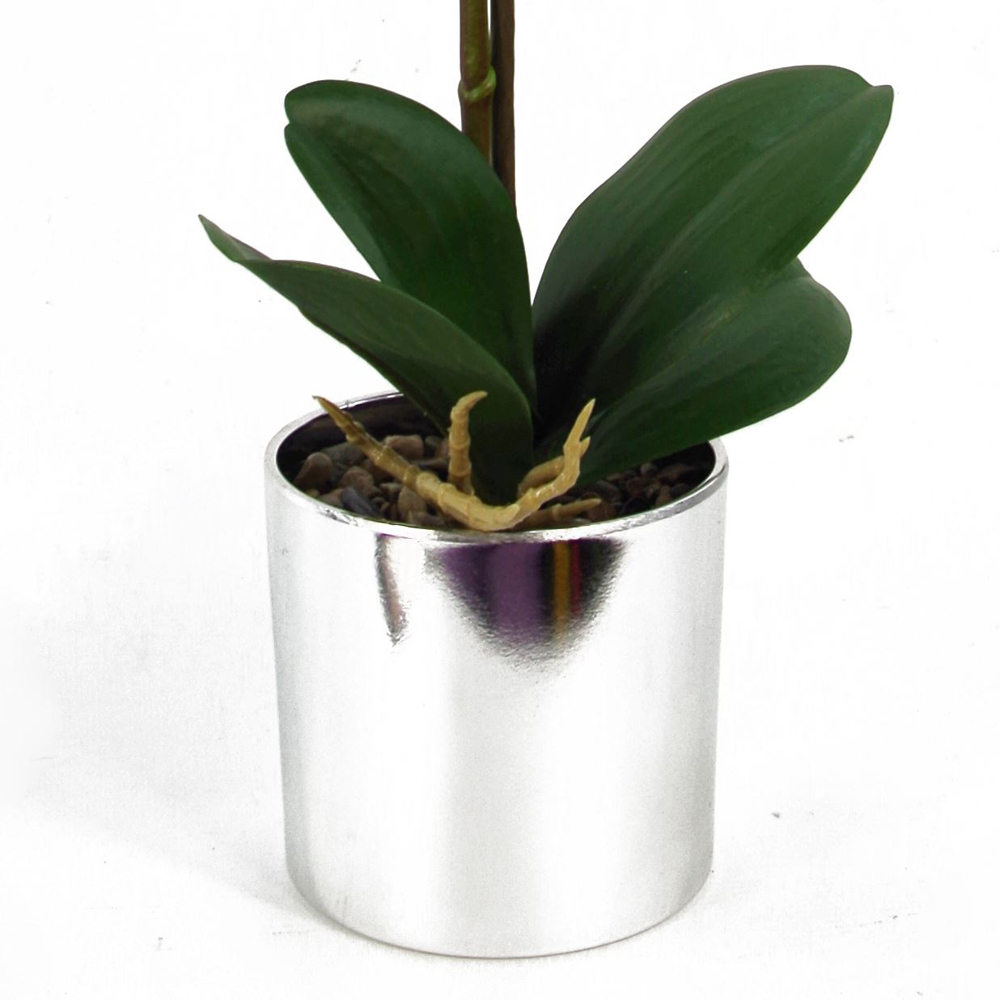 Leaf Red Orchid Artificial Plant with Silver Pot 46cm Image 4