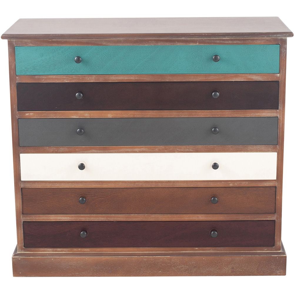 Pacific Lifestyle Loft 6 Drawer Multicolour Pine Wood Chest of Drawers Image 3