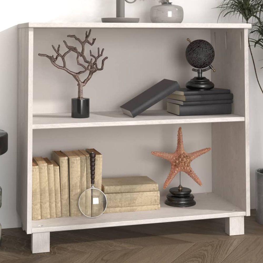 vidaXL Hamar 2 Shelf White Solid Pine Wood Sideboard Image 1
