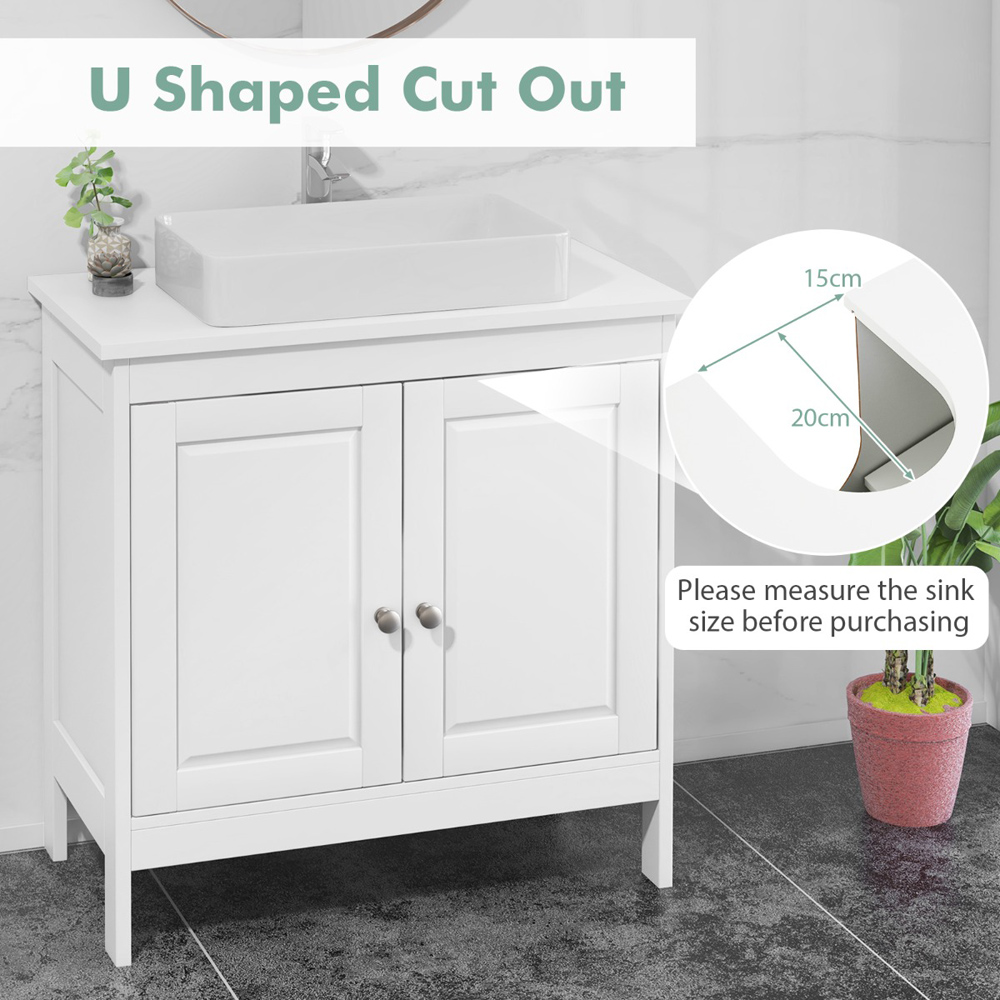 Costway 2 Door White Bathroom Vanity Sink Cabinet Image 3