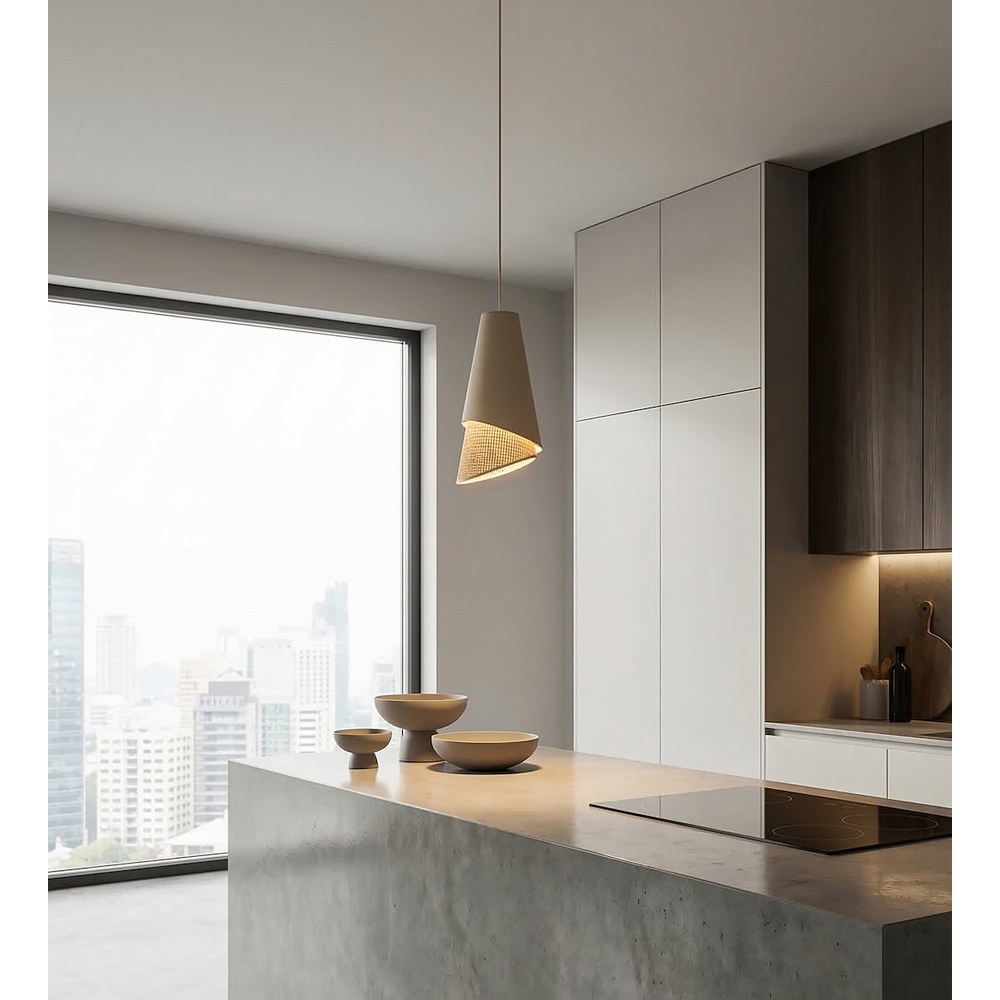 Emibig Moda Beige and Rattan E27 Ceiling Pendant Light Image 5