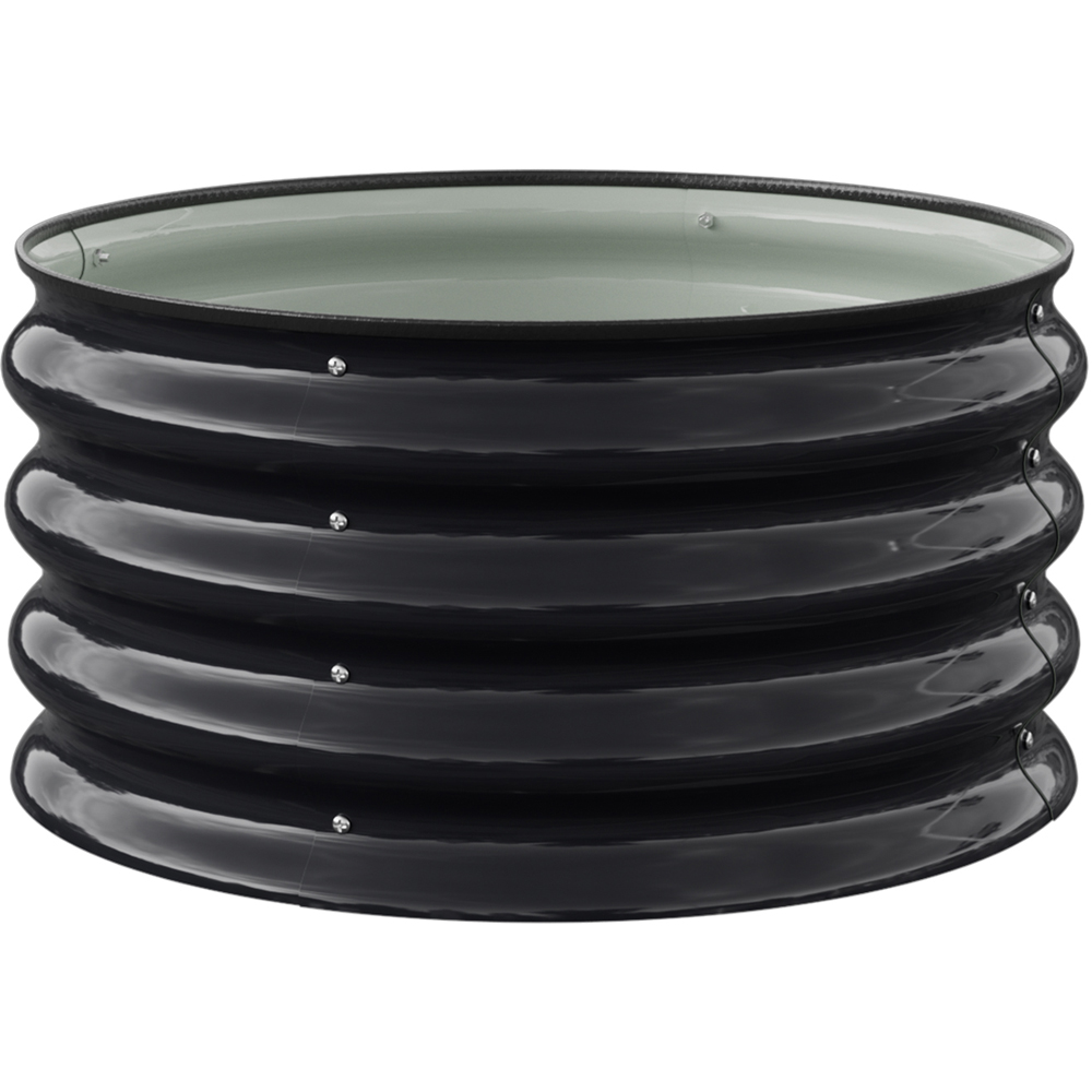 Living and Home Black Round Metal Raised Garden Bed with Open Bottom 60 x 30cm Image 1