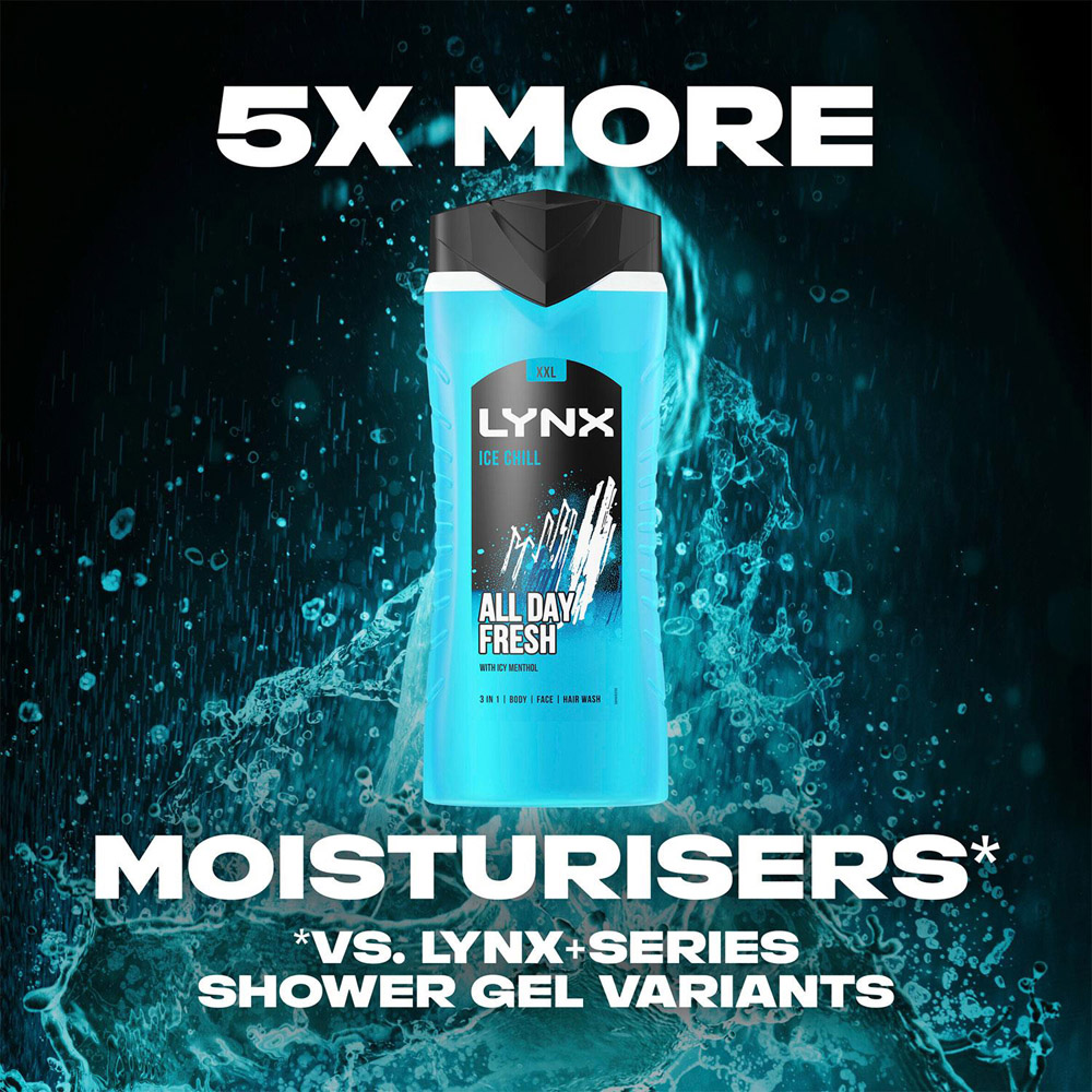 Lynx Ice Chill Iced Mint and Lemon Shower Gel 500ml 3 Pack Image 4